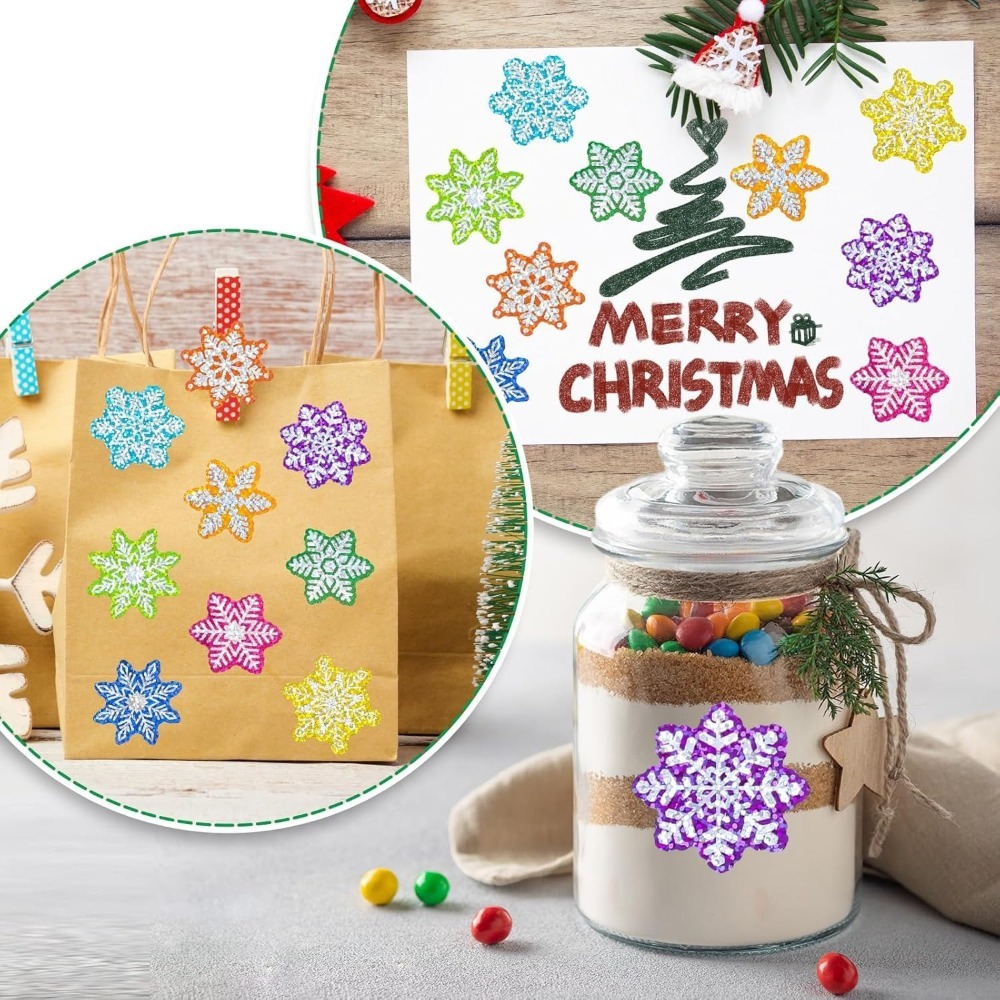 Snowflake Window Decal - 500 Pezzi/Rotolo Adesivi Decorativi Natalizi Multicolore
